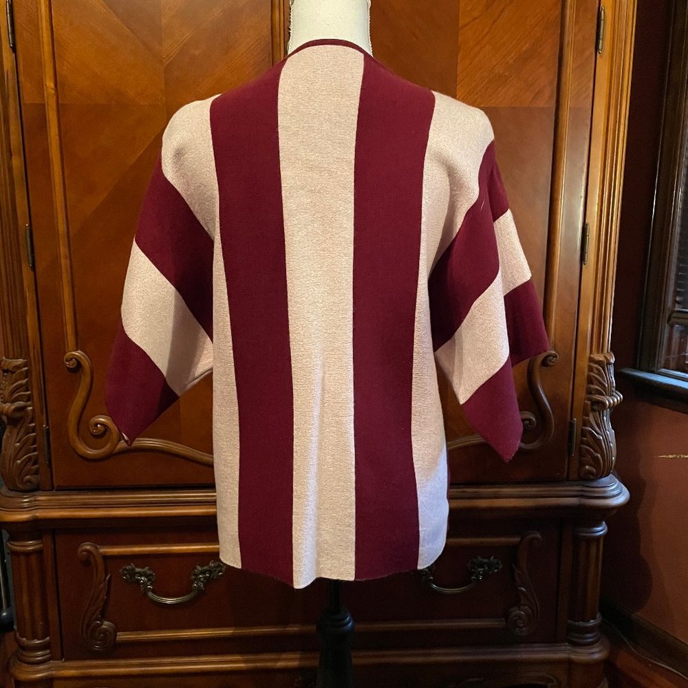 Burgundy and Beige Top with Belt - Picture 4 of 4